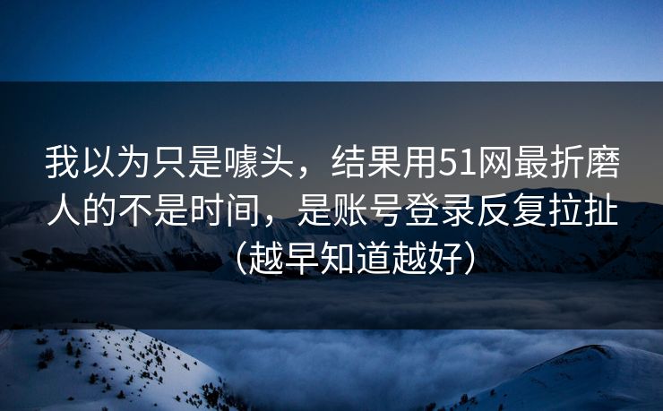 我以为只是噱头，结果用51网最折磨人的不是时间，是账号登录反复拉扯（越早知道越好）
